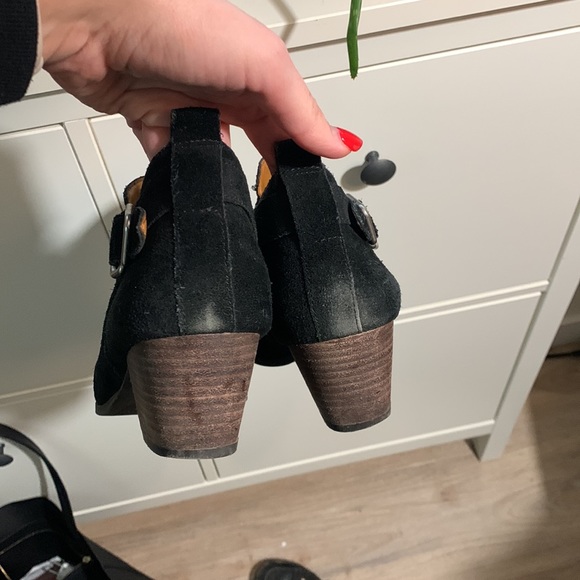 Franco Sarto western style low heel suede booties with buckle - Picture 8 of 8